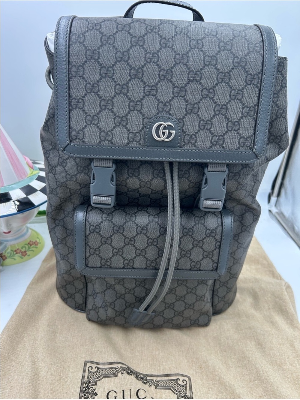 Gucci Gray GG Supreme Monogram Men’s Backpack